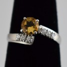 Citrine Ring, Rhodium Plated over Sterling Silver