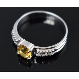 Citrine, Rhodium plated Sterling silver