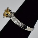 Citrine Gem with Rhodium Plated Sterling Silver Ring 