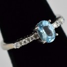 Blue Topaz ,Rhodium plated Sterling silver ring