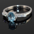 Blue Topaz ,Rhodium plated Sterling silver ring