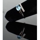 Blue Topaz rodium plated Silver small ring