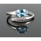 Blue Topaz rodium plated Silver small ring