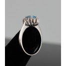Blue Topaz Cluster Ring, Rhodium plated, sterling Silver ring