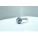 Blue Topaz Cluster Ring, Rhodium plated, sterling Silver ring
