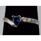 Blue Sapphire Precious gem Rhodium plated Sterling Silver Ring