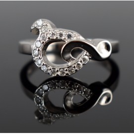 American Diamond Rhodium plated Sterling Silver Ring