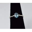 Blue Topaz ,American Diamond, Rhodium plated Sterling Silver Ring
