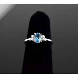 Topaz American Diamond Rhodium plated Sterling Silver ring