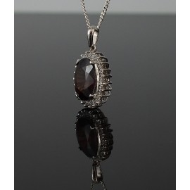 Tourmaline Maroon Cluster Pendent, Rhodium plated over sterling silver