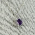 Amethyst-Purple-Cluster-Pendant Rhodium Plated Over Sterling Silver with 18'' Silver Chain