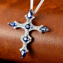 Blue White Cross Pendant