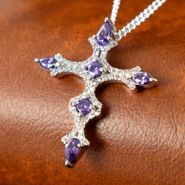 Purple White Cross Pendant