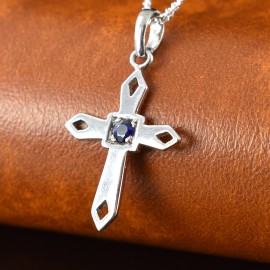 AD1 Blue Silver Cross Pendant