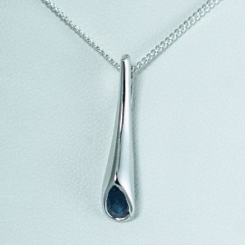 Blue sapphire Rhodium Plated Silver Pendant