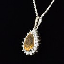 Citrine Cluster Pendent Rhodium Plated Over Sterling Silver with 18'' Silver Chain
