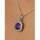 Amethyst Cluster rhodium plated silver Pendent