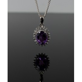 Amethyst Cluster rhodium plated silver Pendent