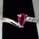 Unique Ruby Precious Pink stone, Rhodium plated Sterling silver ring